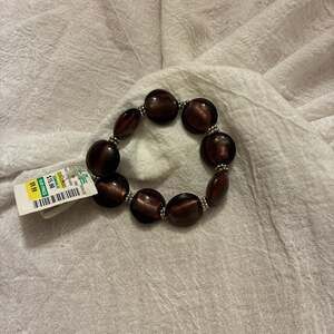 The Mart Red Tiger Eye Style Glass Beaded Stretch Bracelet